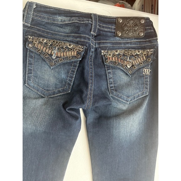 Miss Me Jeans Womens 28 Signature Rise Boot Cut Embellished Pockets - Picture 3 of 9